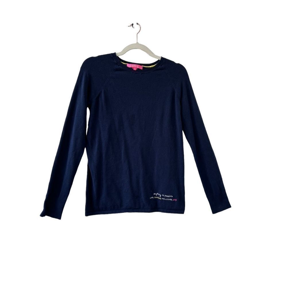 Lilly Pulitzer Dinah Knit Long Sleeve Sweater Navy Blue Women's Size Small